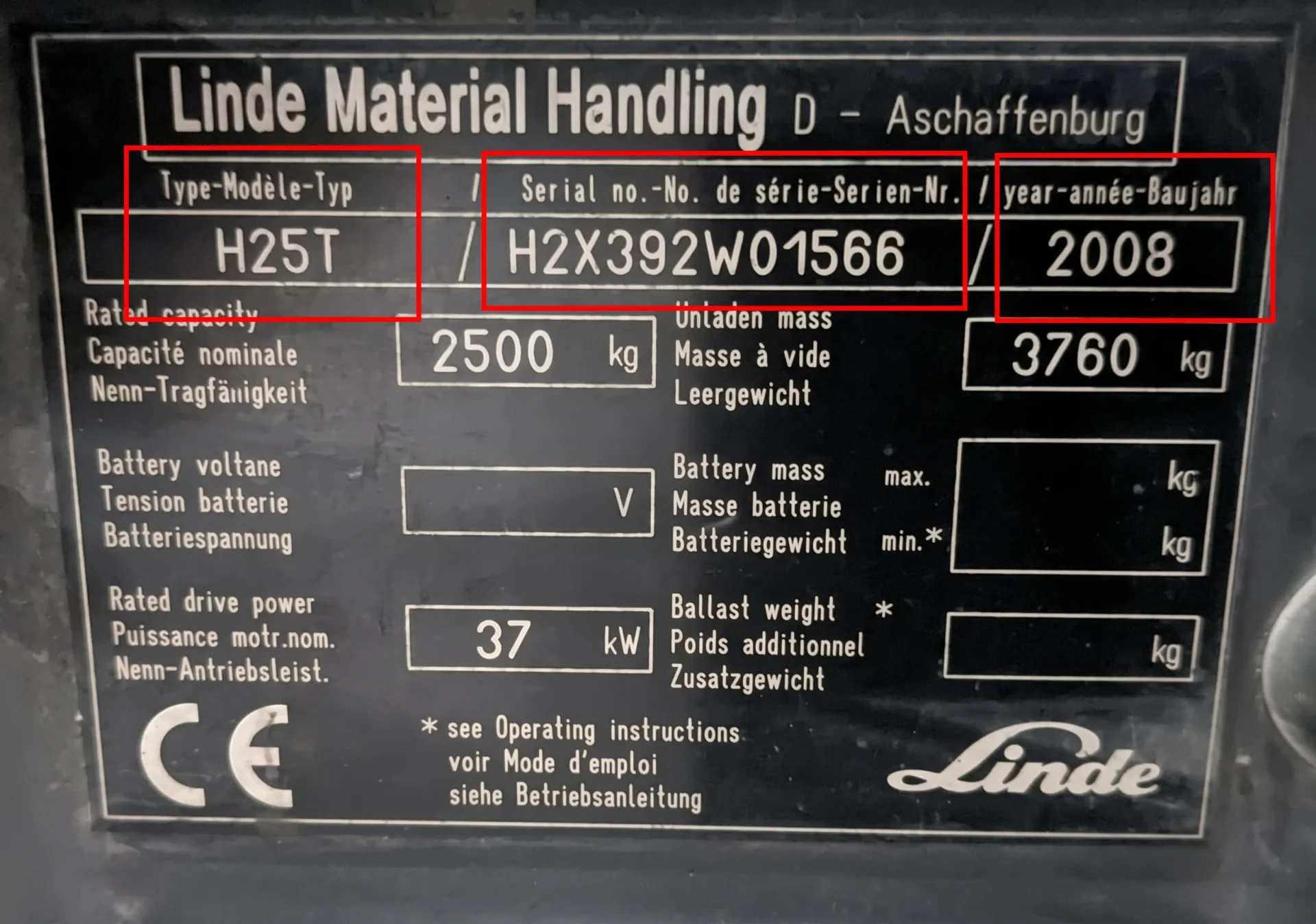 Linde tyyppikilven sijainti ja lukuohje